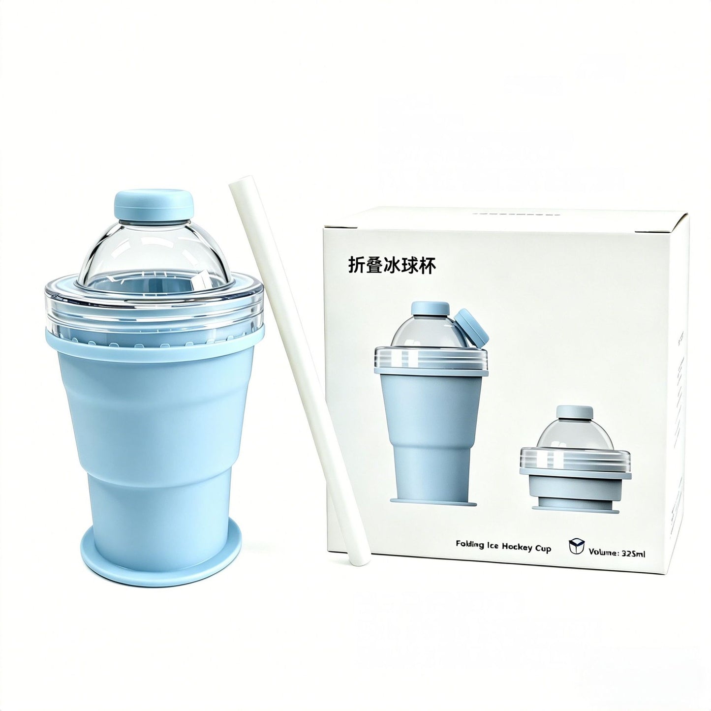 Foldable Ice Ball Cup Ice Mold and Water Bottle 2In1 Silicone Portable Ice Making Cup for Coffee Juice Drinks