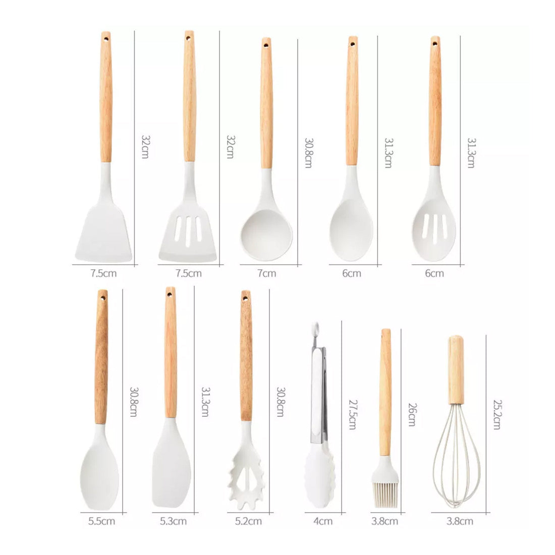 19Pcs Set Non-Stick Silicone Kitchen Utensil Spatula Spoon Cooking Cookware Gift