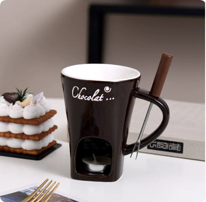 Fondue Mug Set Personal Mini Fondue Pots Chocolate Cheese Ice Cream Fondue Maker Kit Individual Butter Melter Cup Small Warmer Kitchen Gadgets