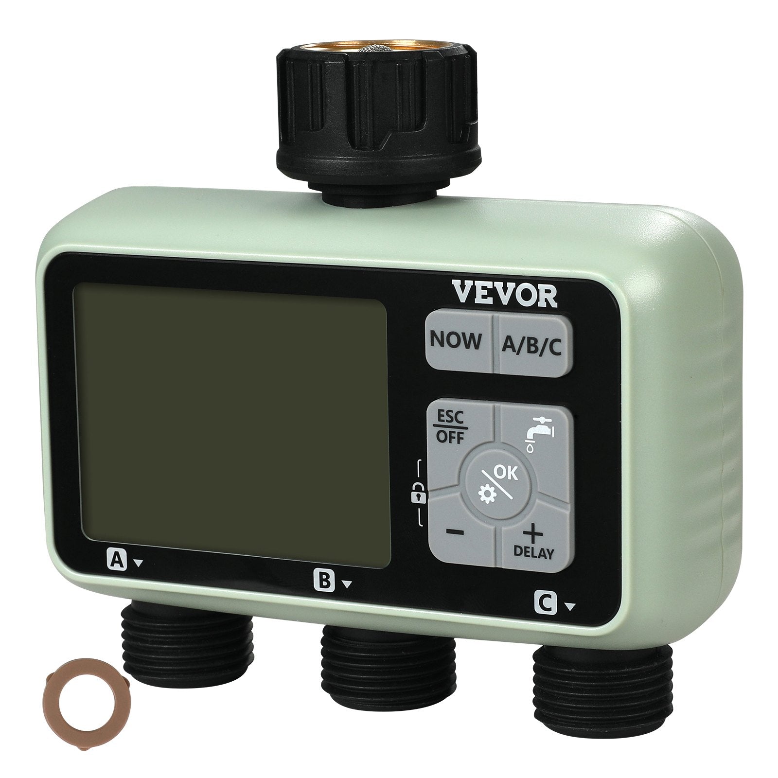Water Timer, 3 Outlets, Hose Watering Sprinkler Timer, with 3 Independent Watering Zone LCD Display Rain Delay Mode Manual Mode 360 Brass Inlet Metal Filter, IPX6 Waterproof for Yard Watering