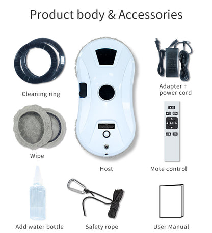 Automated Window Cleaning Robot with Remote Control and Integrated Water Spray for Glass, Tiles, and Doors