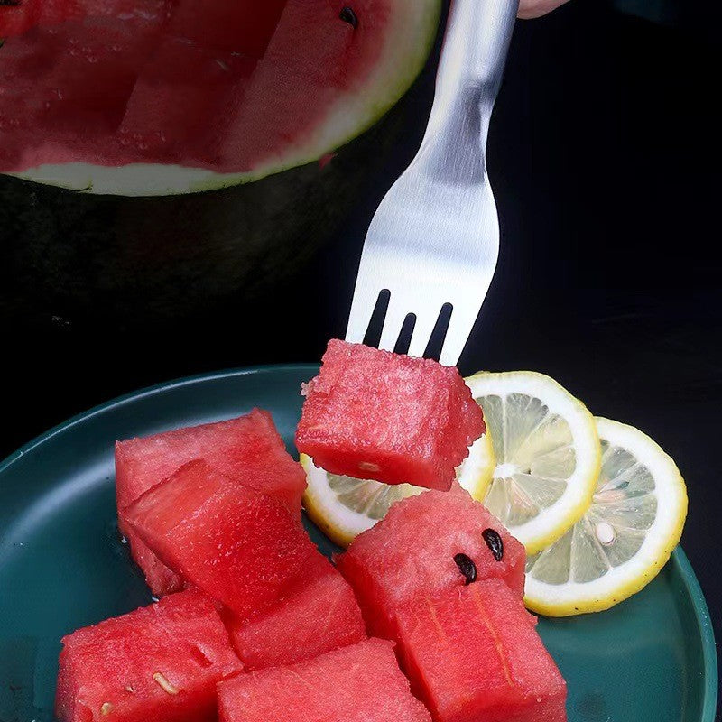 2 in 1 Watermelon Fork Slicer Multi-Purpose Stainless Steel Watermelon Slicer Cutter Kitchen Fruit Cutting Fork Fruit Divider Kitchen Gadgets