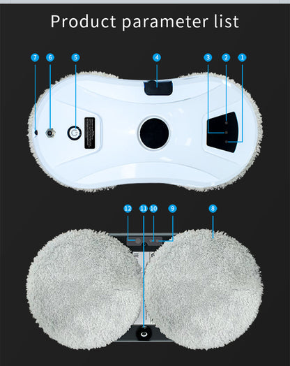 Automated Window Cleaning Robot with Remote Control and Integrated Water Spray for Glass, Tiles, and Doors